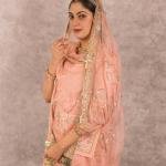 Peach Bamber Satin Zardozi Salma Work Poshak Set (Unstitched) | Pure Georgette Odhna | Jaipurio Ethnic Wear